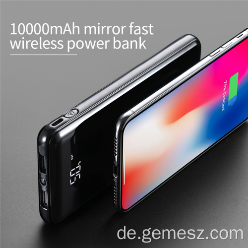 10000mAh Spiegel-Digitalanzeige Wireless Charging Power Bank